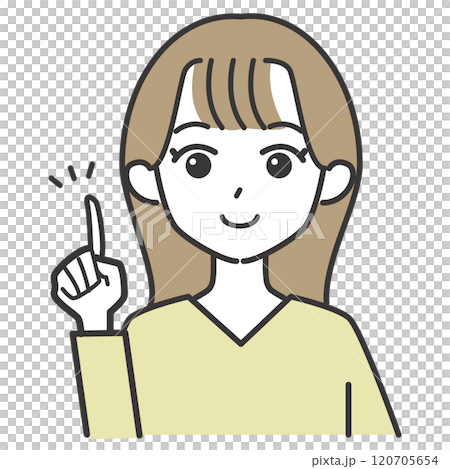 人差し指を指すロングヘアの女性のイラスト 人差し指を指すロングヘアの女性のイラスト 120705654