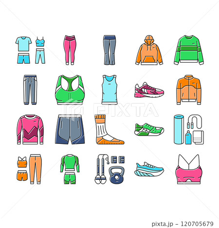 athleisure clothing fashion icons set vector athleisure clothing fashion icons set vector 120705679