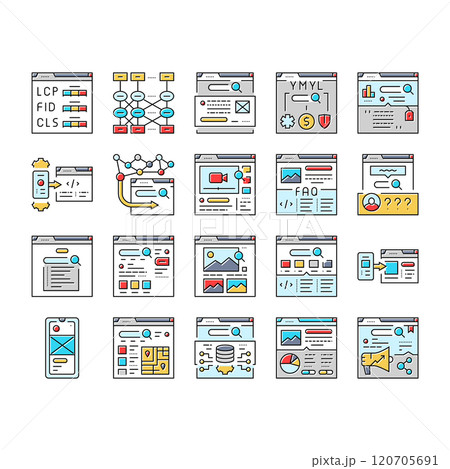 seo digital optimization strategy icons set vector 120705691