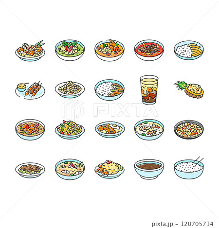 thai cuisine food asia icons set vector thai cuisine food asia icons set vector 120705714