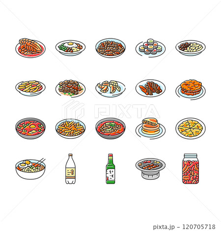korean cuisine food asian icons set vector korean cuisine food asian icons set vector 120705718