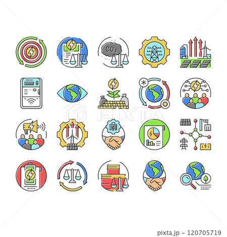 energy policy infrastructure icons set vector energy policy infrastructure icons set vector 120705719