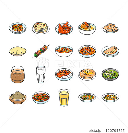 indian cuisine food curry icons set vector indian cuisine food curry icons set vector 120705725