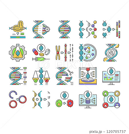 cryptogenetics dna gene helix icons set vector 120705737