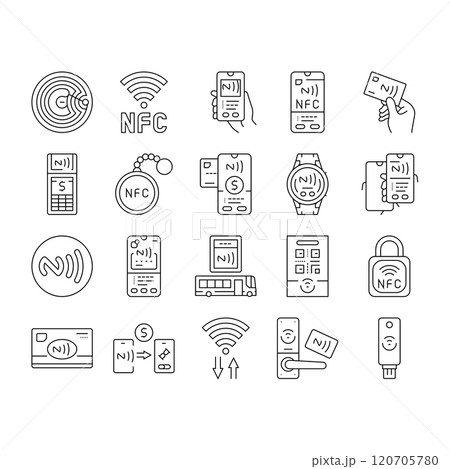 nfc technology contactless icons set vector nfc technology contactless icons set vector 120705780