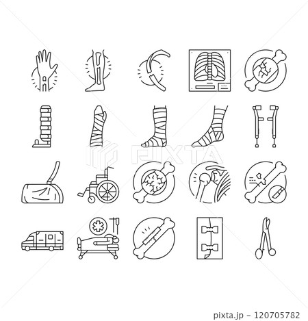 fracture injury bone break icons set vector fracture injury bone break icons set vector 120705782
