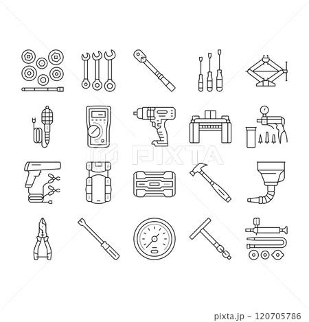 car repair tools wrench icons set vector car repair tools wrench icons set vector 120705786