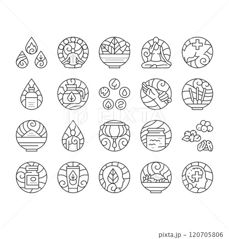 ayurveda dosha vata pitta icons set vector 120705806