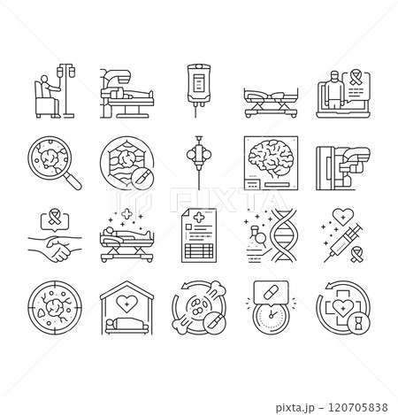cancer treatment chemotherapy icons set vector 120705838
