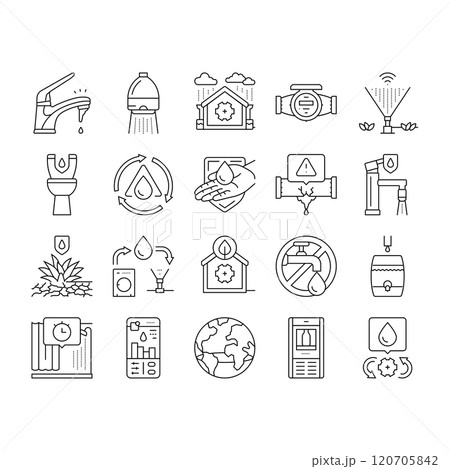 water saving world drop planet icons set vector 120705842