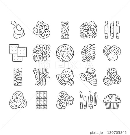 snack food drink sweet icons set vector 120705843