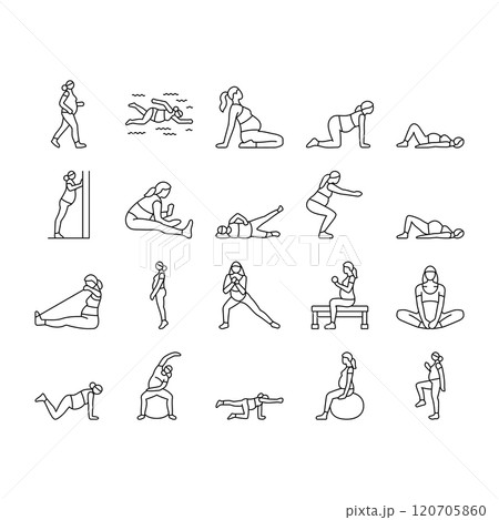 pregnant fitness icons set vector 120705860