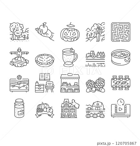 autumn spend time icons set vector autumn spend time icons set vector 120705867