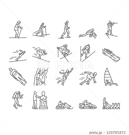 winter sport ski snow jump icons set vector 120705872