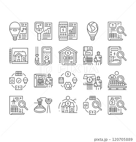 energy audit electricity building icons set vector 120705889