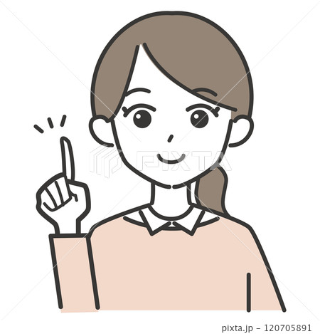 人差し指を指すポニーテールの女性のイラスト 人差し指を指すポニーテールの女性のイラスト 120705891