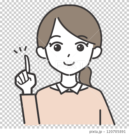 人差し指を指すポニーテールの女性のイラスト 人差し指を指すポニーテールの女性のイラスト 120705891
