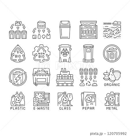 waste sorting garbage plastic icons set vector waste sorting garbage plastic icons set vector 120705992