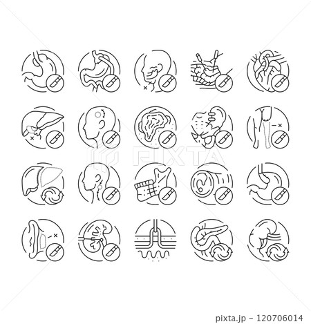 surgery operate room invasive icons set vector 120706014