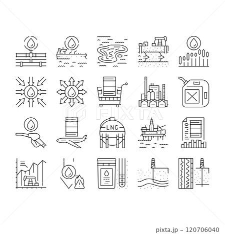 oil industry factory gas plant icons set vector 120706040