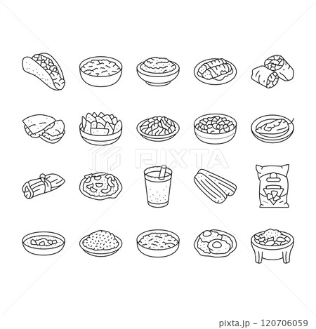 mexican cuisine food dinner icons set vector 120706059