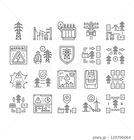 electric grid energy power icons set vector electric grid energy power icons set vector 120706064