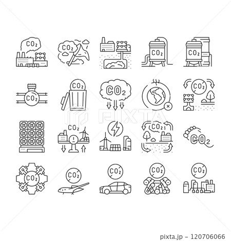 carbon capture co2 storage icons set vector 120706066