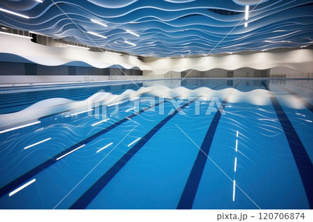 Indoor Swimming Pool with Modern Design and Bright Lighting is popular in fitness centers Indoor Swimming Pool with Modern Design and Bright Lighting is popular in fitness centers 120706874