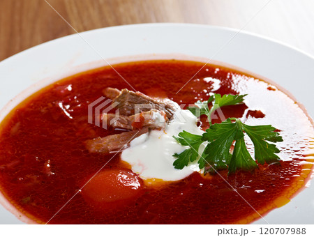 ukrainian and russian red-beet soup (borscht) 120707988