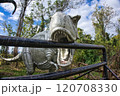 牙を剥く凶暴な恐竜 120708330