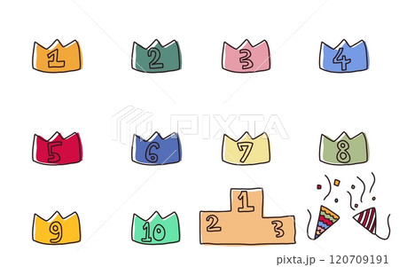 手描きのカラフルな王冠セット 120709191