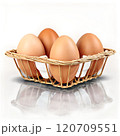 Chicken eggs in a basket isolated on a transparent background 120709551