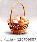 Chicken eggs in a basket isolated on a transparent background 120709557