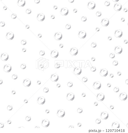 Seamless pattern with bubbles on white background. Pencil graphic illustration for seafood restaurant design, packaging printing, printing, holiday decoration in marine style 120710418