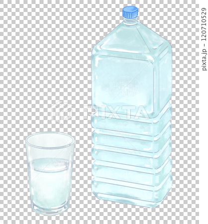 塑膠瓶和玻璃杯中的水插圖 120710529