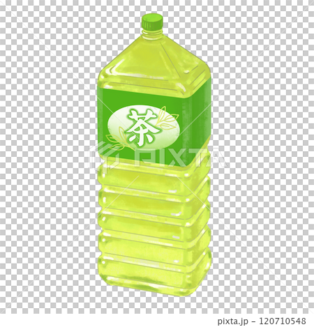 Illustration of green tea in a plastic bottle 120710548
