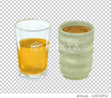 Illustration of tea in a glass and teacup 120710552