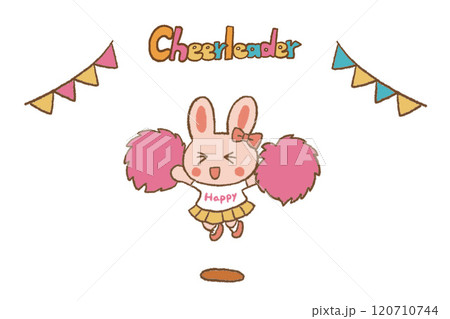 うさぎ　チアリーダー　応援　かわいい　カラフル　チアガール　イラスト 120710744