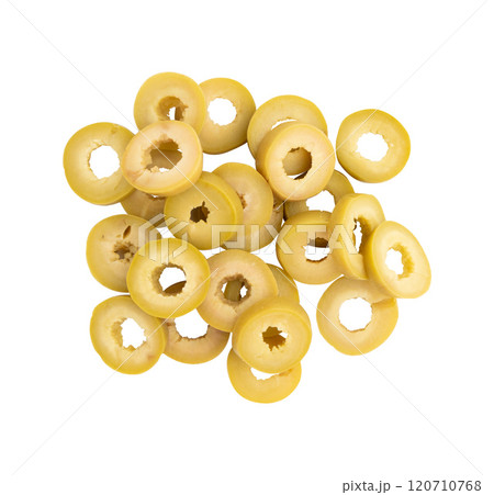 green olive slices isolated 120710768