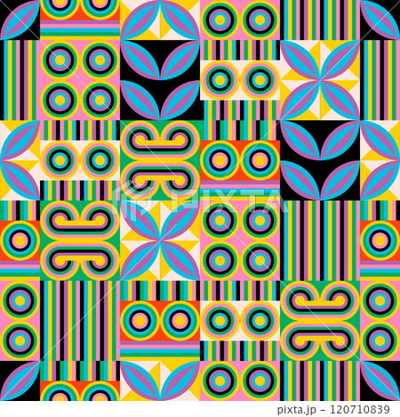 Colorfulness and symmetry create an colorful kaleidoscope seamless pattern Colorfulness and symmetry create an colorful kaleidoscope seamless pattern 120710839