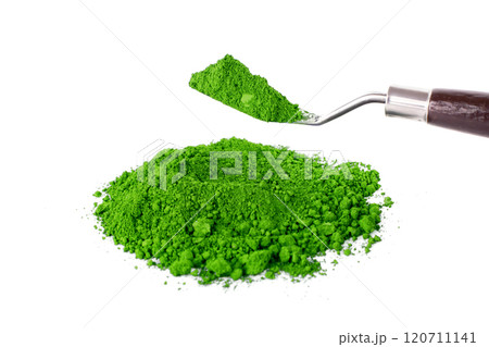 Vibrant Green Powder Created From Finely Ground Natural Ingredients for Culinary Use Vibrant Green Powder Created From Finely Ground Natural Ingredients for Culinary Use 120711141