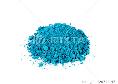Bright Turquoise Powder Used in Art and Crafts Displayed on a White Background 120711147