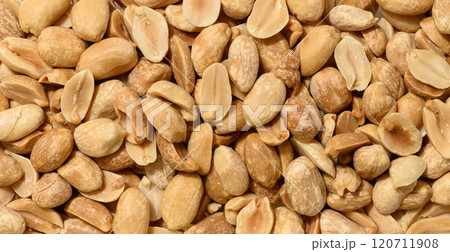 Heap of roasted peeled peanuts, macro Heap of roasted peeled peanuts, macro 120711908