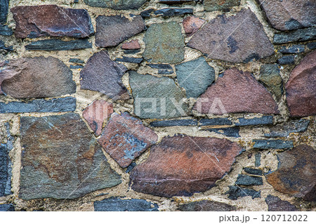 Old stone wall in Nitra grad in Slovakia. Texture or background 120712022