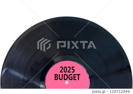 Planning 2025 budget new year symbol. Concept words 2025 Budget on beautiful purple and black vinyl disk. Beautiful white background. Business 2025 budget new year concept. Copy space. Planning 2025 budget new year symbol. Concept words 2025 Budget on beautiful purple and black vinyl disk. Beautiful white background. Business 2025 budget new year concept. Copy space. 120712849