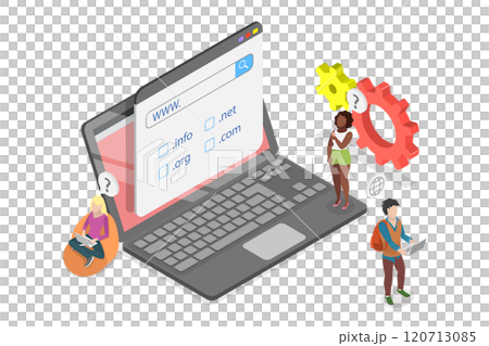 3D Isometric Flat  Illustration of Domain Registration, Online hosting service 120713085