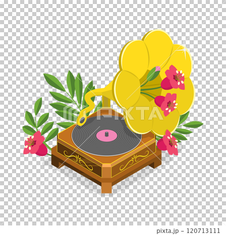 3D Isometric Flat  Illustration of Retro Player, Concept of Retro Music. A Nostalgic Tribute 120713111