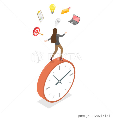 3D Isometric Flat Illustration of Productive Woman, Extended Project Management Skills 3D Isometric Flat Illustration of Productive Woman, Extended Project Management Skills 120713121