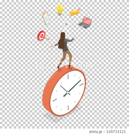 3D Isometric Flat  Illustration of Productive Woman, Extended Project Management Skills 120713121