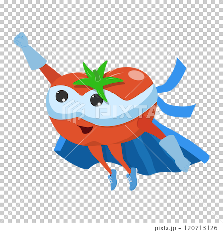 3D Isometric Flat  Illustration of Tomato Super-Hero , Super-vegetables 120713126